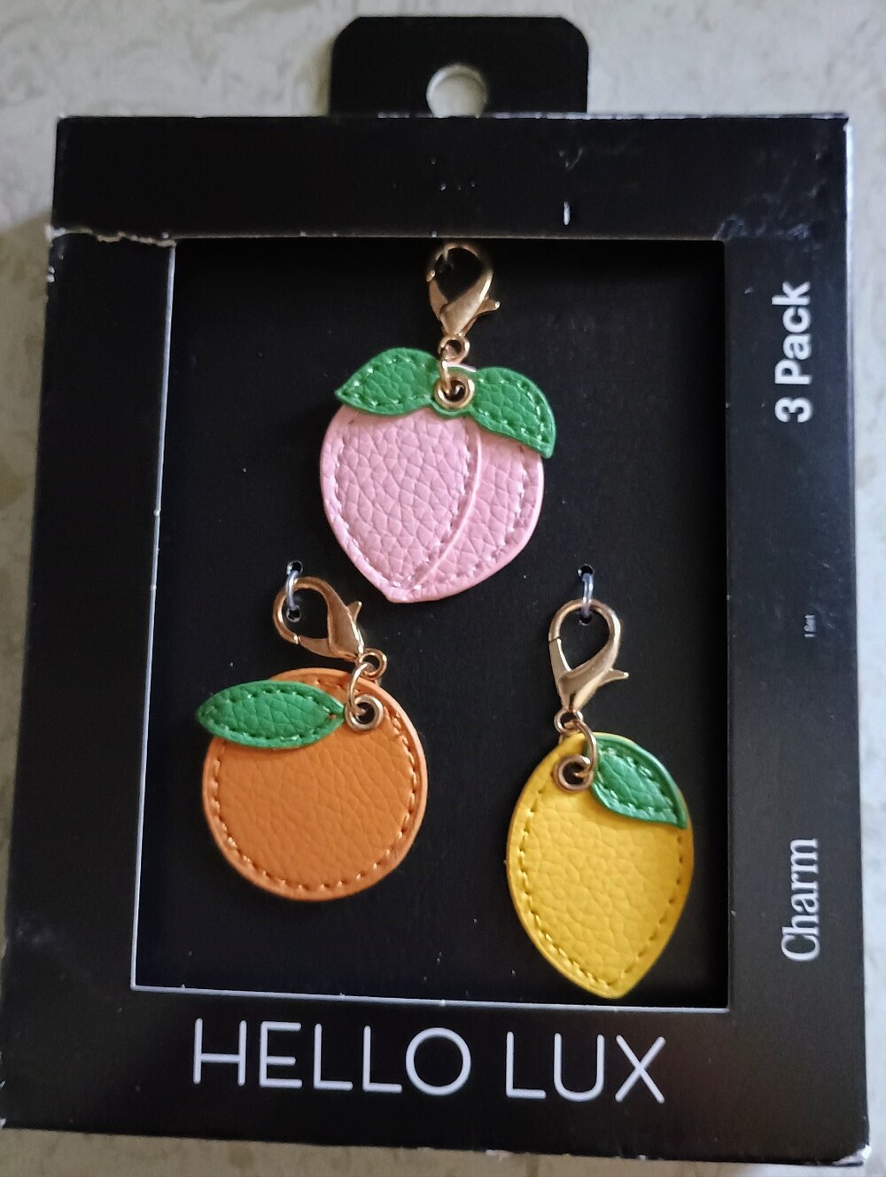 The Hello Lux 3pk Bag/Phone Charms - Fruits set of Three Vibrant Faux-leather